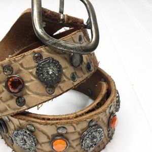Leather and Gemstone Boho Western Belt
